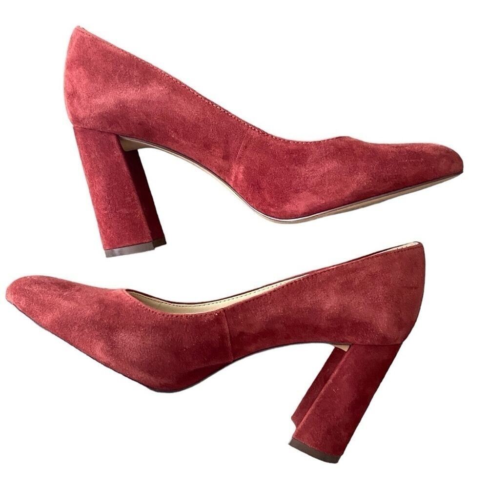 Nine West Rust Suede Jaycee Chunky Heel Pumps size 8M